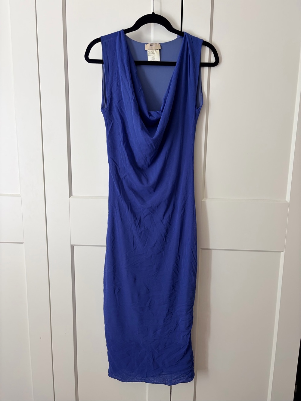 Fuzzi Cowl Neck Sleeveless Midi Dress in Royal Blue | L